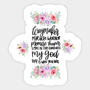 Waymaker Miracle Worker Christian Gift Sticker